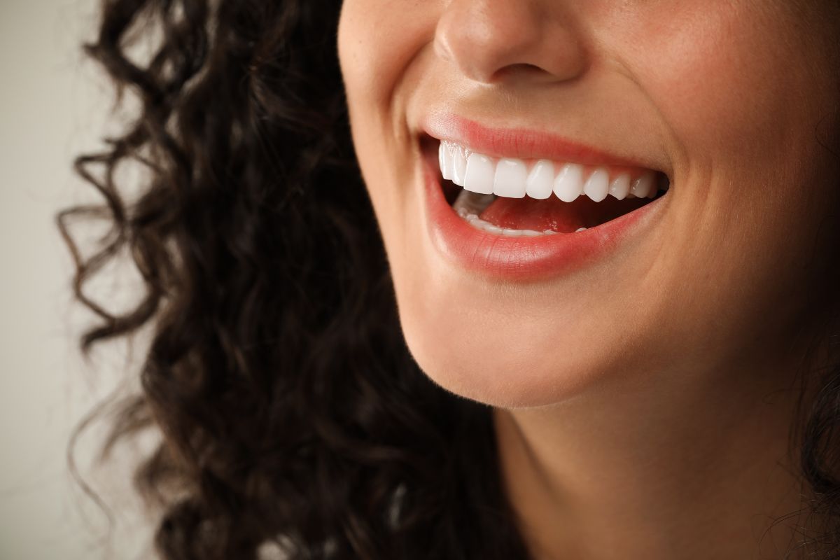 Close-up of bright healthy smile after dental treatment
