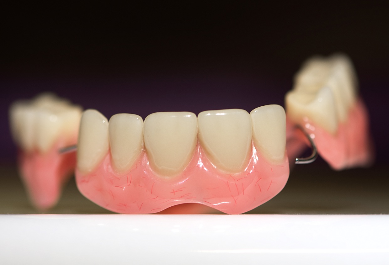 dental prosthesis on dark background